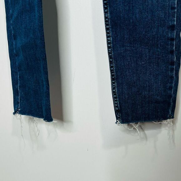 Free People Button Fly Raw Edge Hem Distressed Jeans - Picture 4 of 13